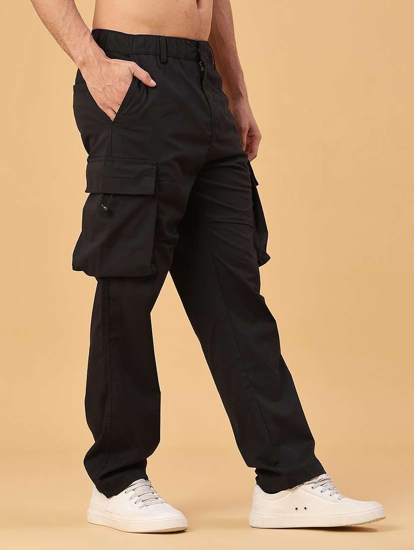 men solid mid rise regular fit cargo - 22177212 -  Standard Image - 1