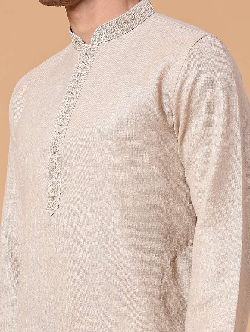 men solid mandarin neck kurta pyjama set - 22177216 -  Standard Image - 1