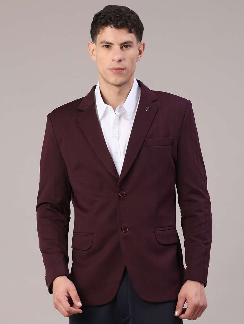 men solid lapel collar single breasted casual blazer - 22177223 -  Standard Image - 1
