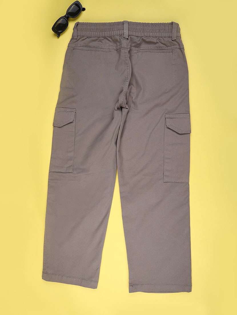 boys solid mid rise regular fit cargo - 22177235 -  Standard Image - 1