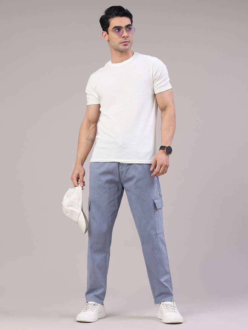 men solid mid rise regular fit cargo  - 22177327 -  Standard Image - 4