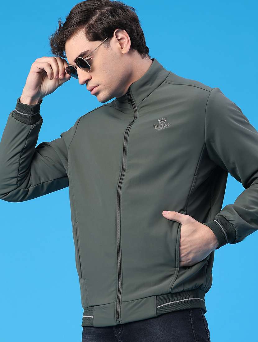 men solid long sleeve insulator bomber jacket