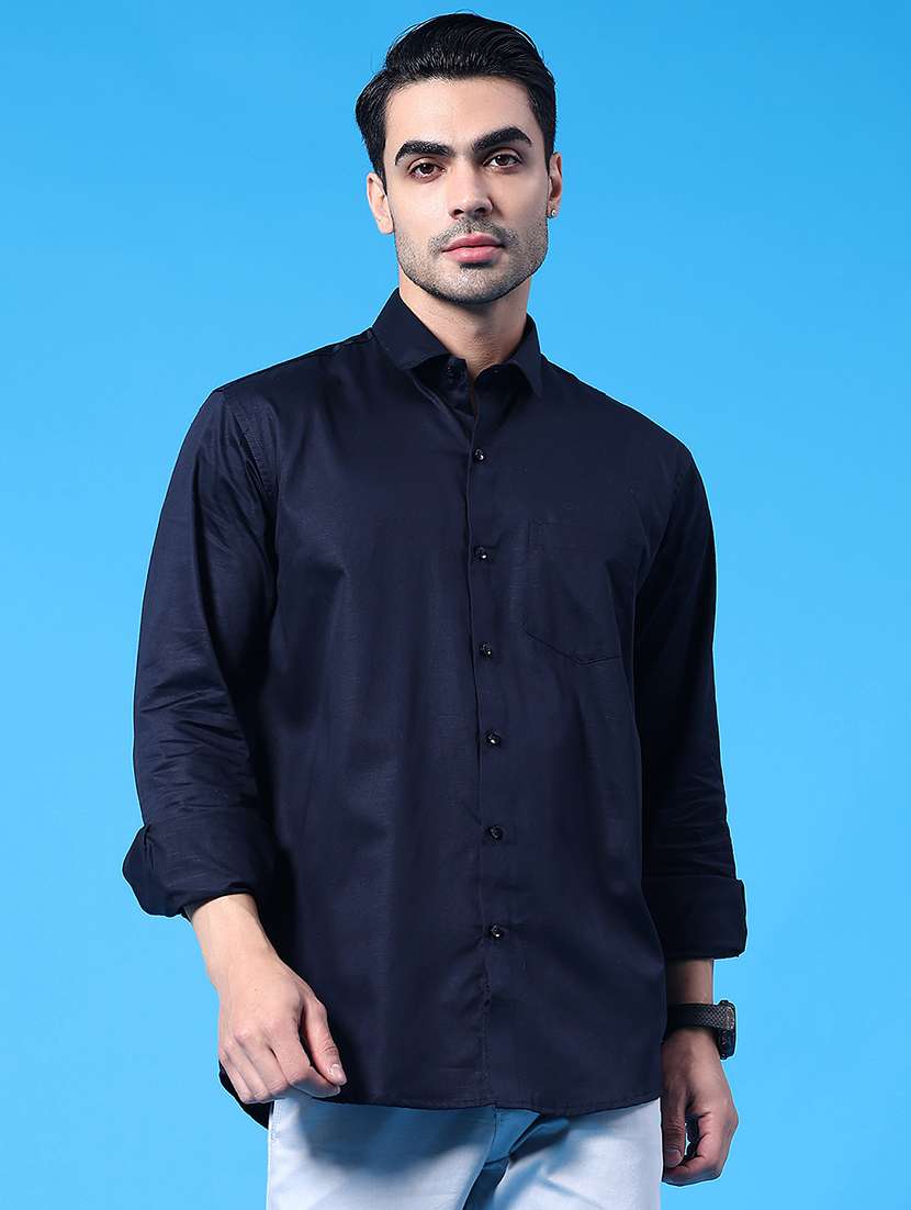 men solid long sleeve regular fit casual shirt