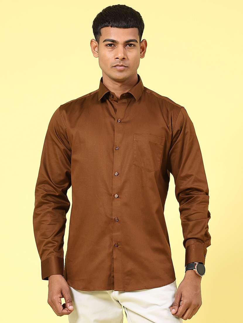 men solid long sleeve regular fit casual shirt