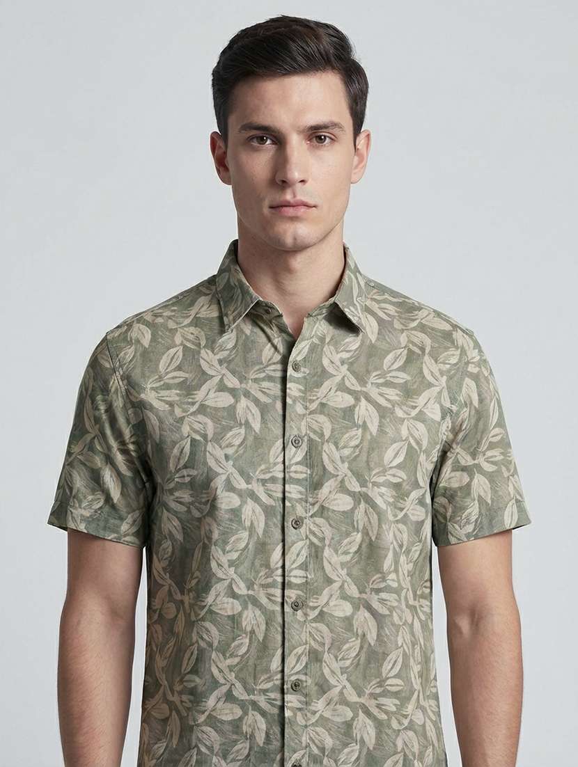 men printed short sleeve regular fit casual shirt - 22177700 -  Standard Image - 1