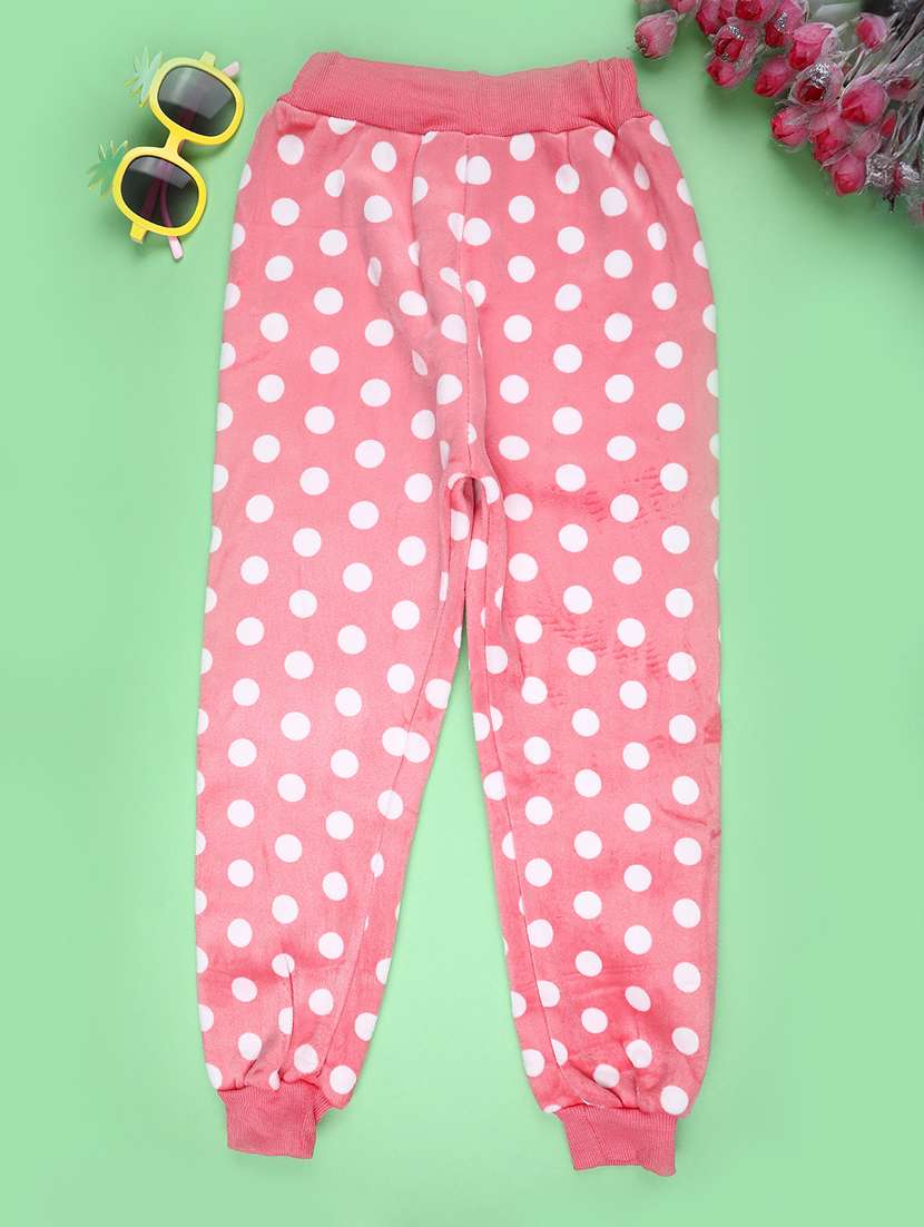 girls polka dot mid rise winterwear jogger - 22177730 -  Standard Image - 1