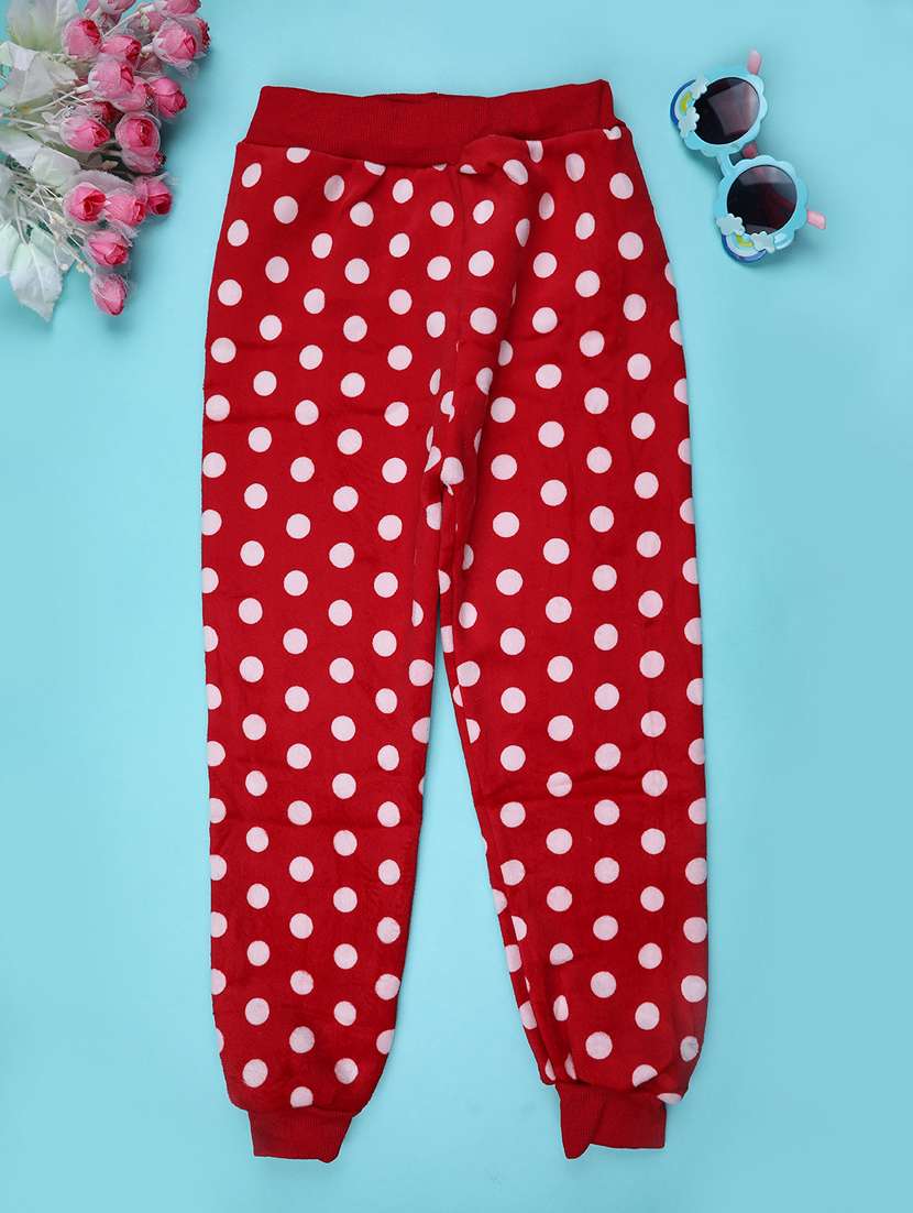 girls polka dot mid rise winterwear jogger - 22177731 -  Standard Image - 1