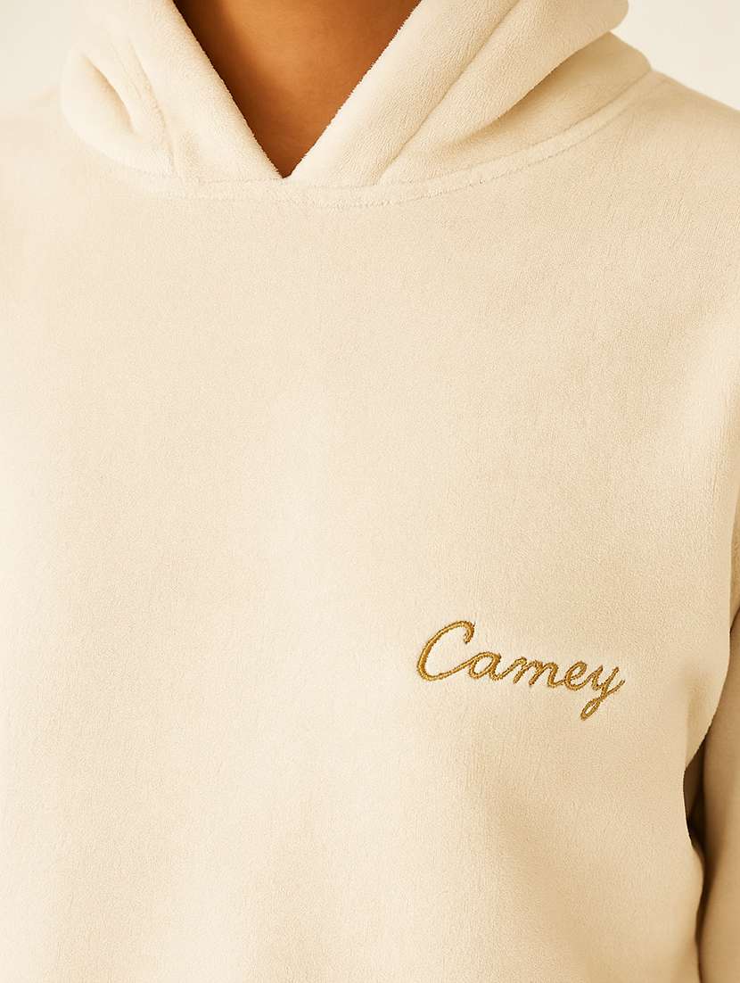 women solid long sleeve hooded sweatshirt - 22177789 -  Standard Image - 4