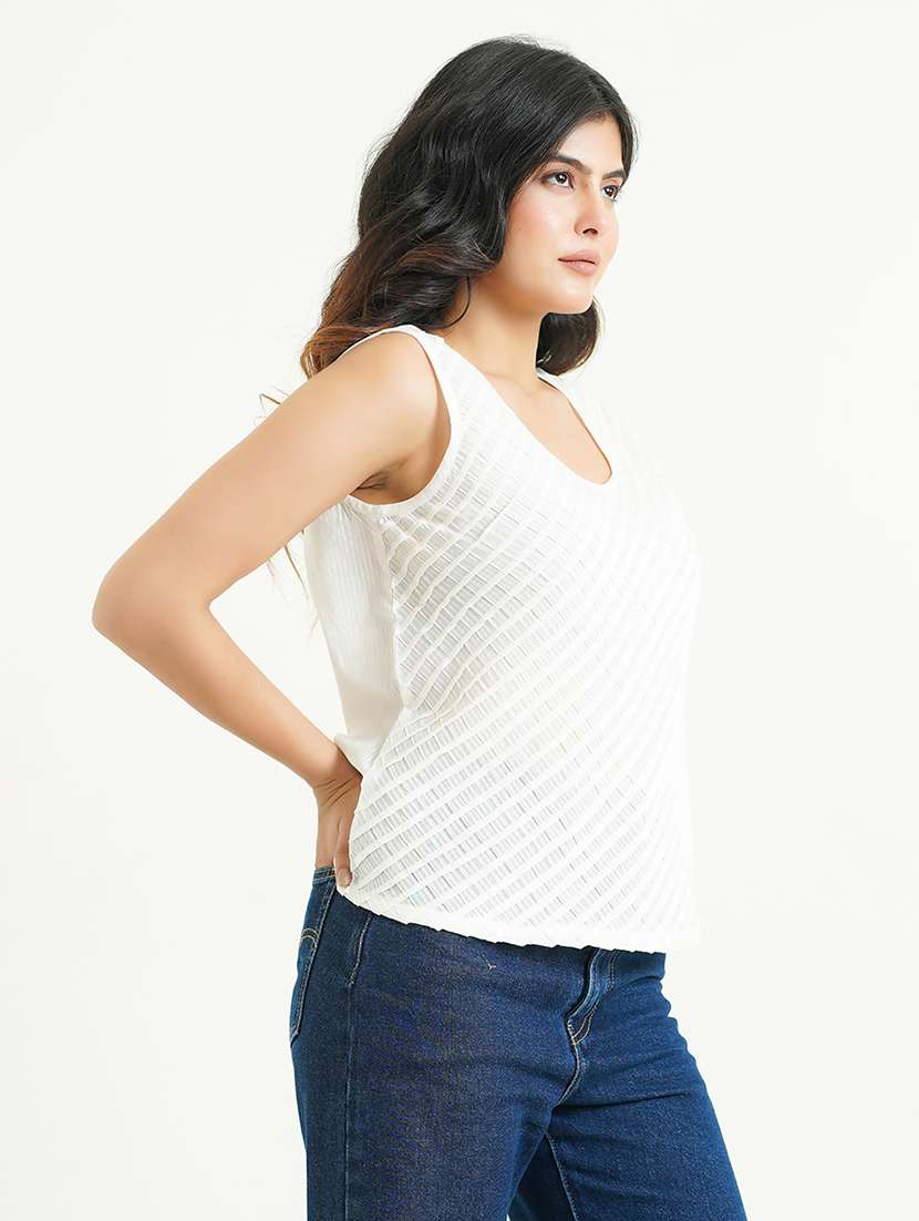 women white solid sleeveless tank top - 22177869 -  Standard Image - 1
