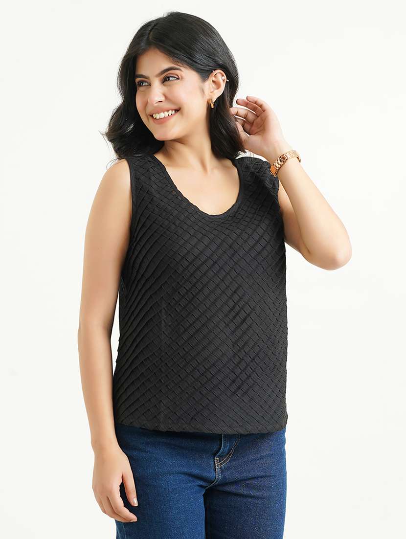 women black solid sleeveless tank top - 22177870 -  Standard Image - 1