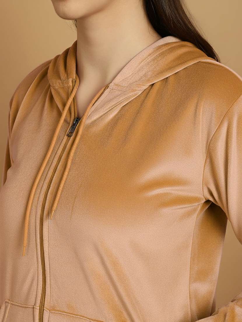 women solid hooded nightwear pyjama set - 22177877 -  Standard Image - 4