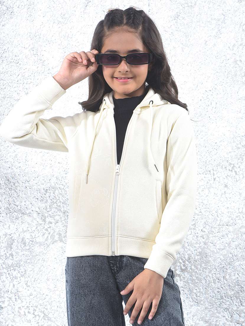 girls solid long sleeve hooded sweatshirt - 22177898 -  Standard Image - 1