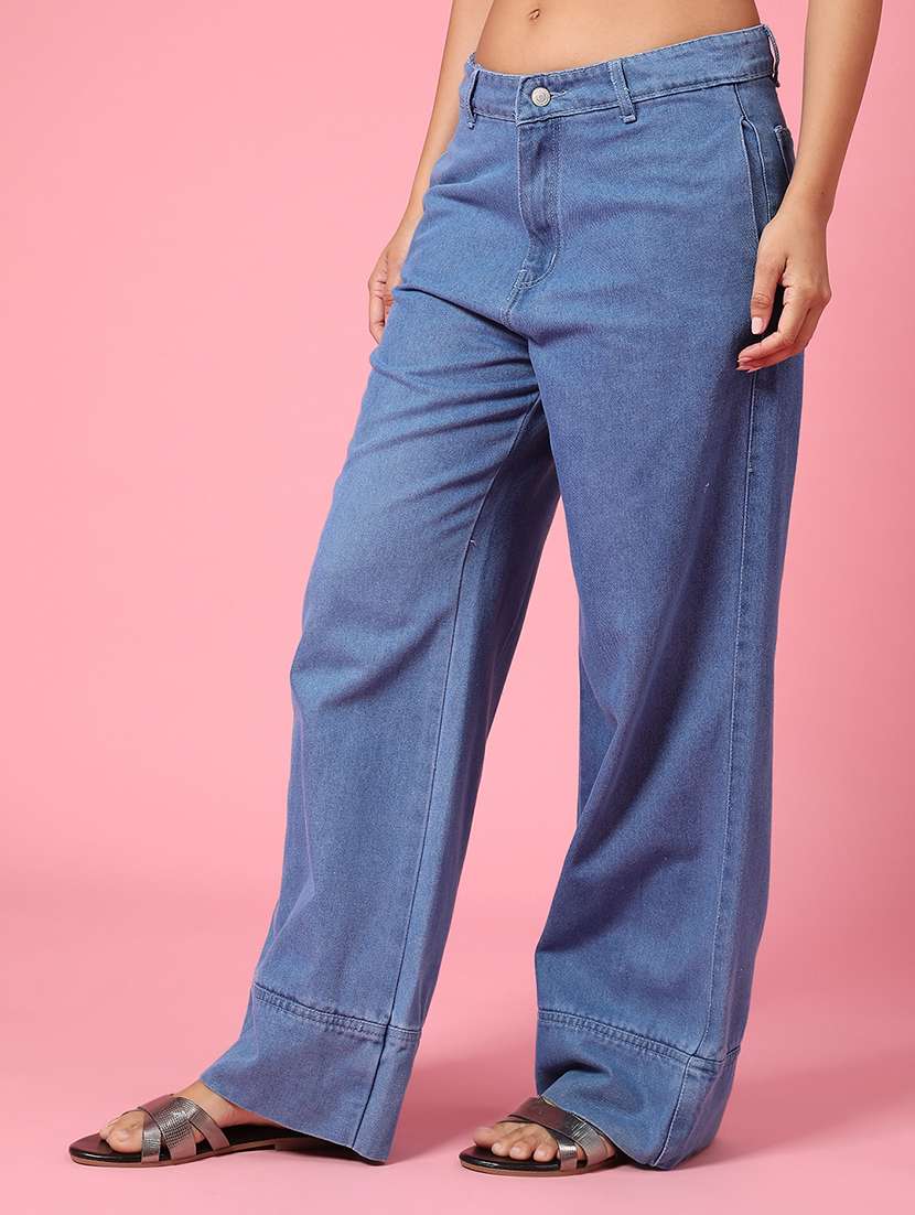women solid mid rise jeans