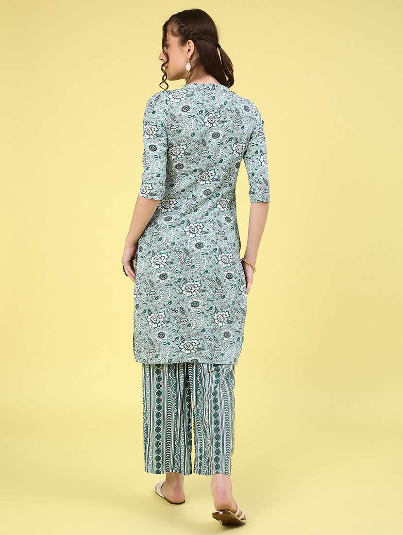 green rayon kurta pant  set - 22177953 -  Standard Image - 4