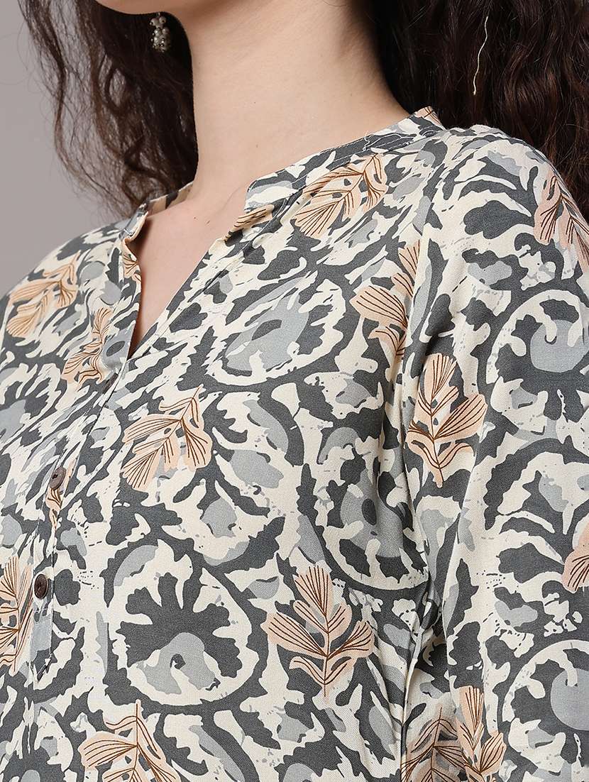 women printed three quarter sleeves kurta and palazzo set - 22177954 -  Standard Image - 1