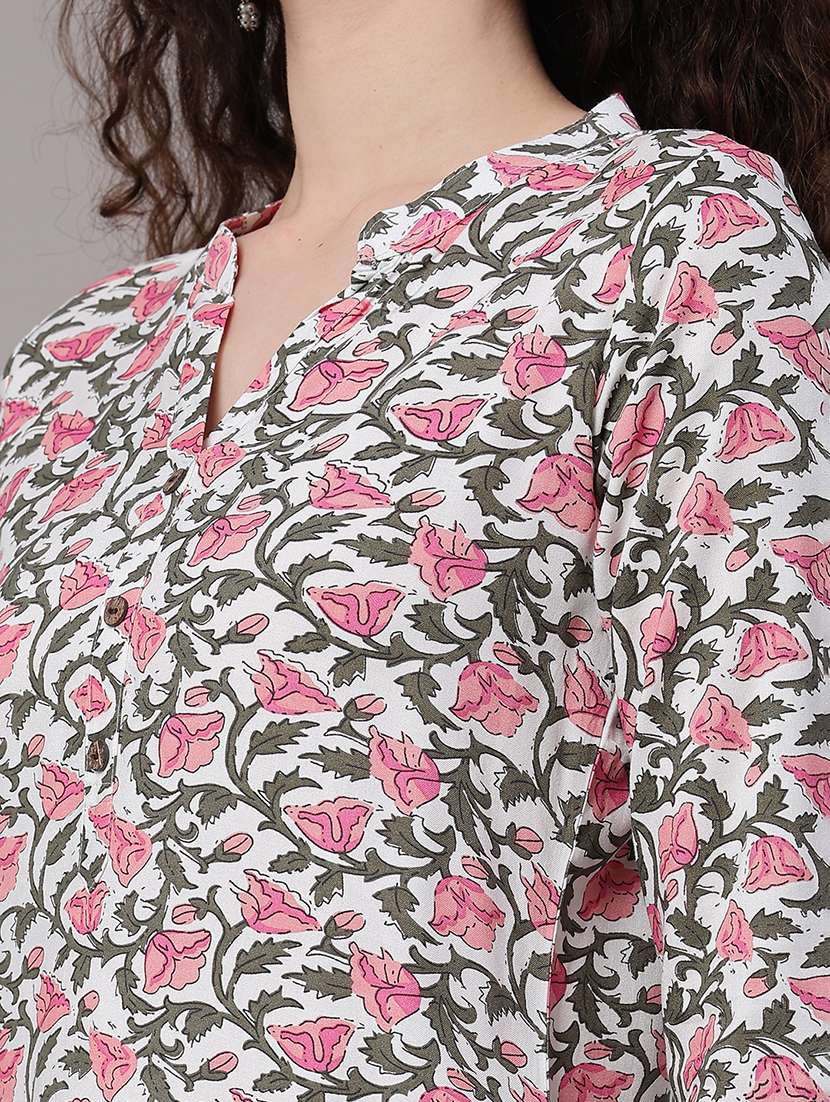 women printed three quarter sleeves kurta and palazzo set - 22177955 -  Standard Image - 1