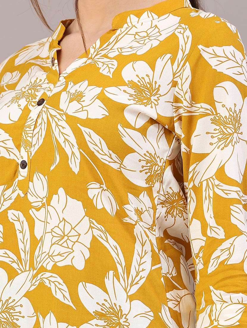 women yellow rayon straight kurti - 22177986 -  Standard Image - 1