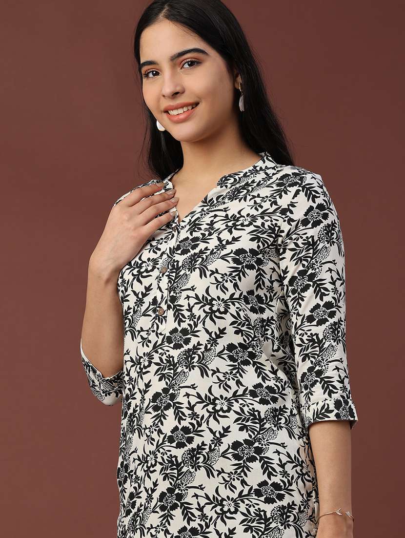 black rayon straight kurti - 22177987 -  Standard Image - 1