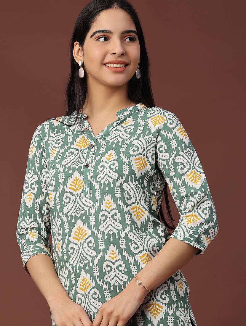 women green rayon straight kurti - 22177988 -  Standard Image - 4
