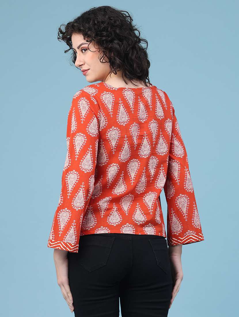 women printed square neck top - 22178019 -  Standard Image - 4