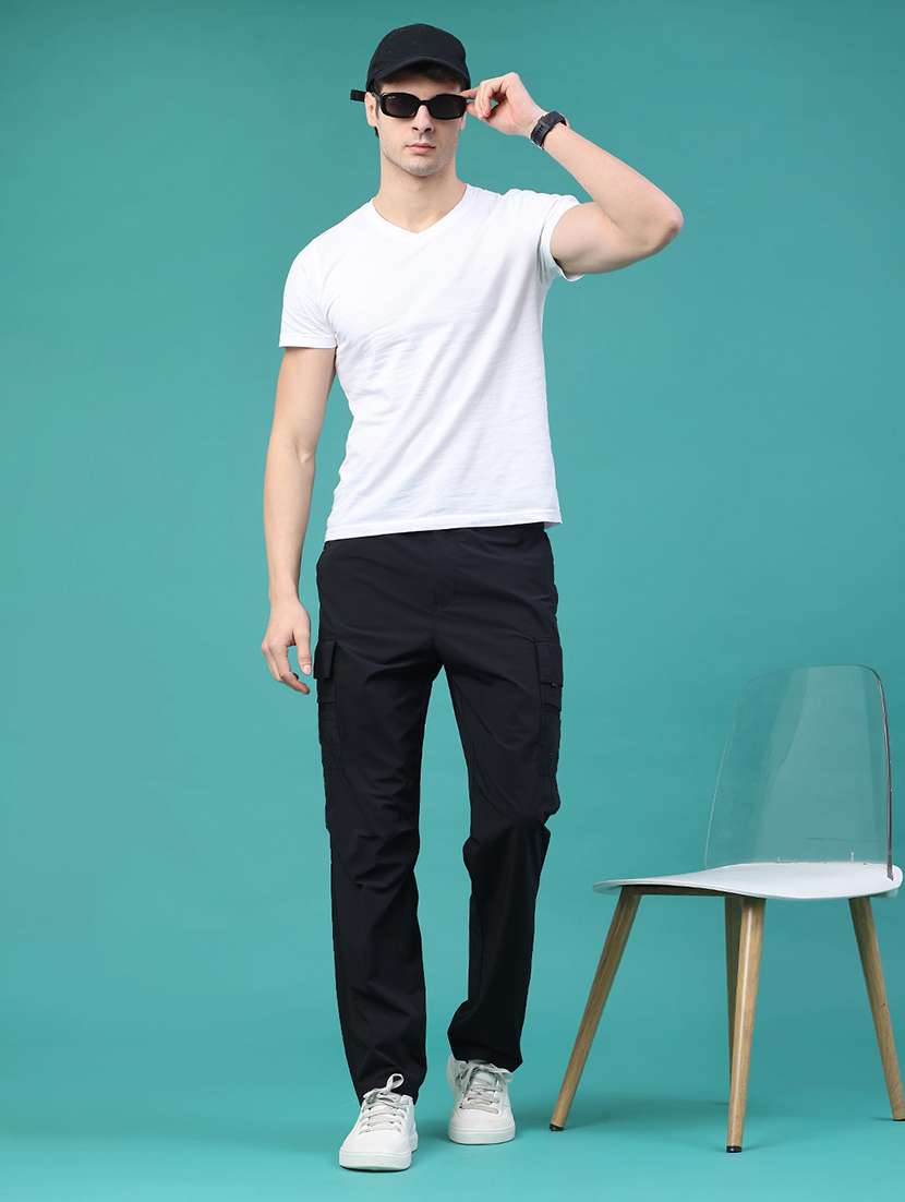 black cotton blend cargos - 22178176 -  Standard Image - 4