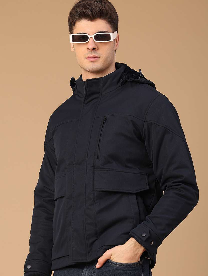men solid long sleeve insulator bomber jacket