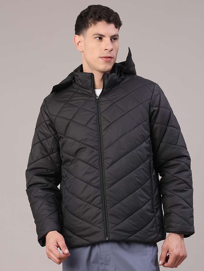 men solid long sleeve hooded puffer jacket - 22178192 -  Standard Image - 1