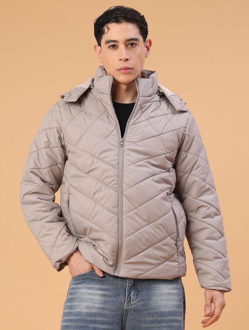 men solid long sleeve puffer jacket - 22178193 -  Standard Image - 1