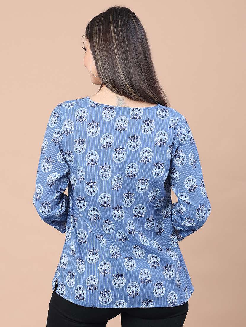 women printed three quarter sleeve straight kurti - 22178197 -  Standard Image - 4