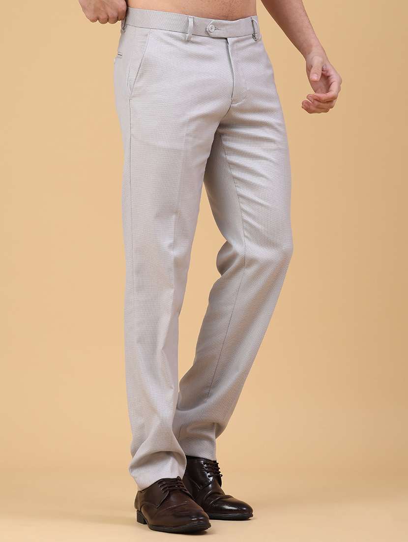 men solid mid rise flat front formal trouser - 22178207 -  Standard Image - 1