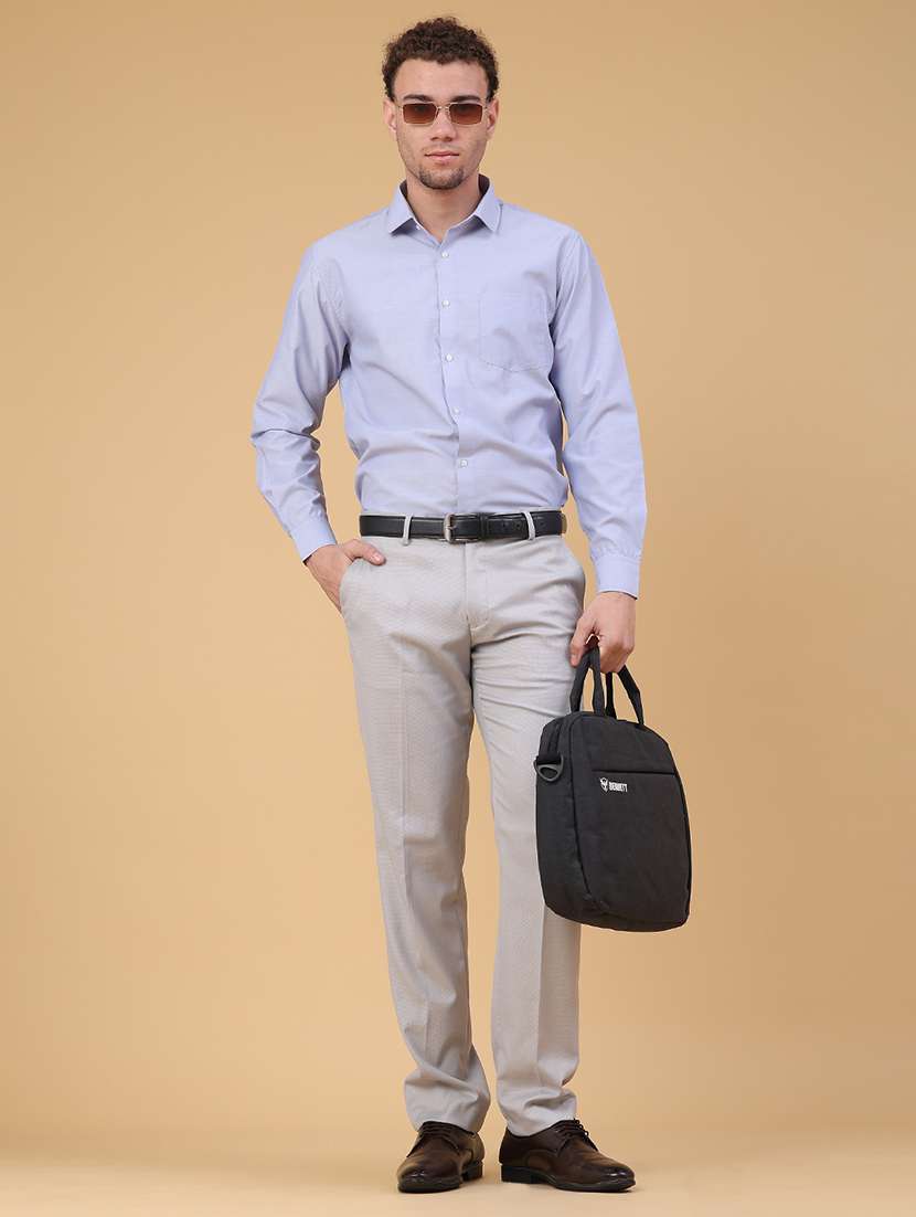 men solid mid rise flat front formal trouser - 22178207 -  Standard Image - 4