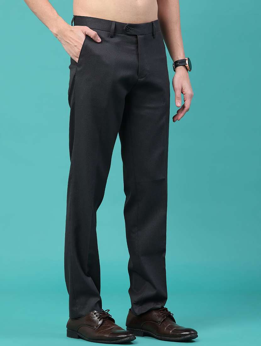 men solid mid rise flat front formal trouser - 22178208 -  Standard Image - 1