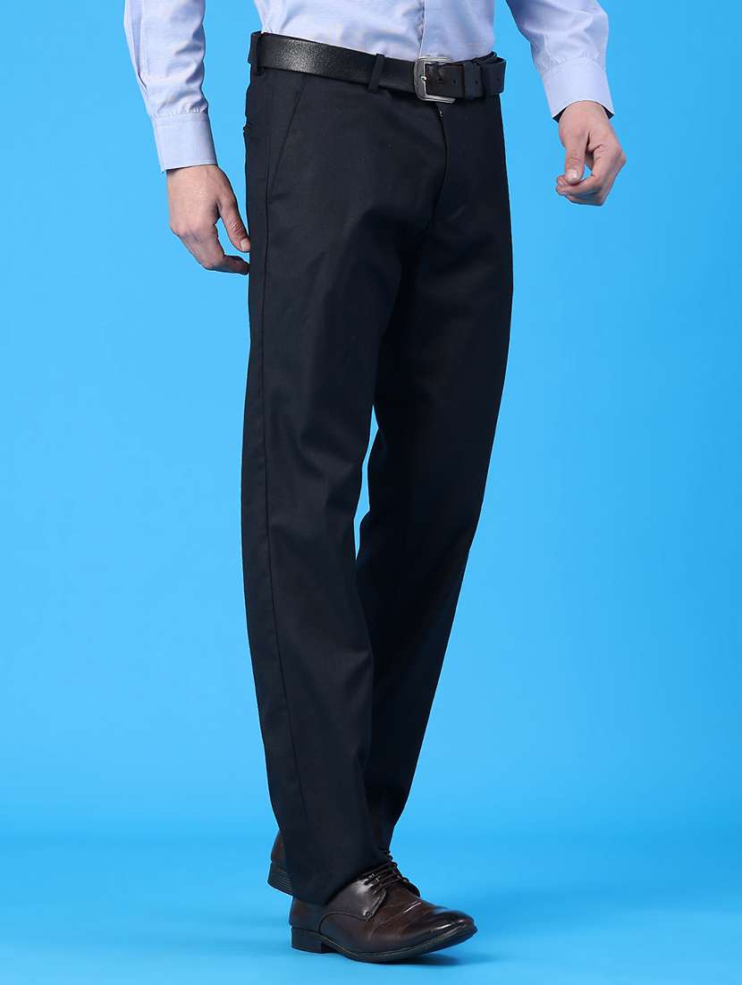 men solid mid rise flat front formal trouser - 22178209 -  Standard Image - 1