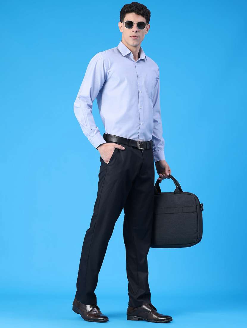 men solid mid rise flat front formal trouser - 22178209 -  Standard Image - 4