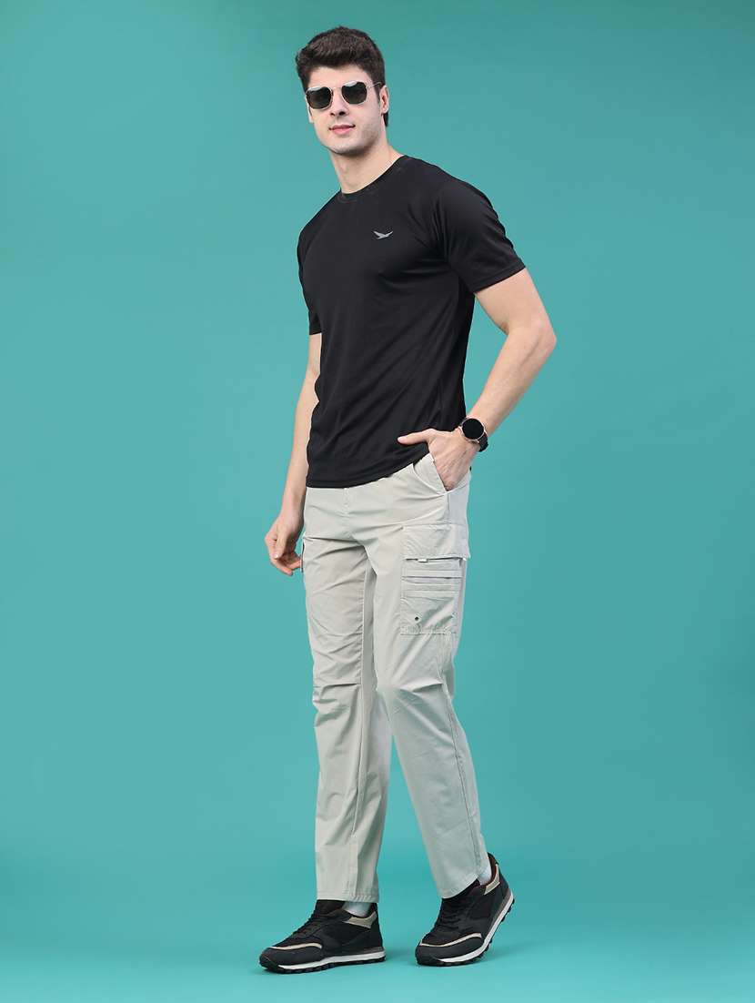 men solid mid rise regular fit cargo - 22178215 -  Standard Image - 4