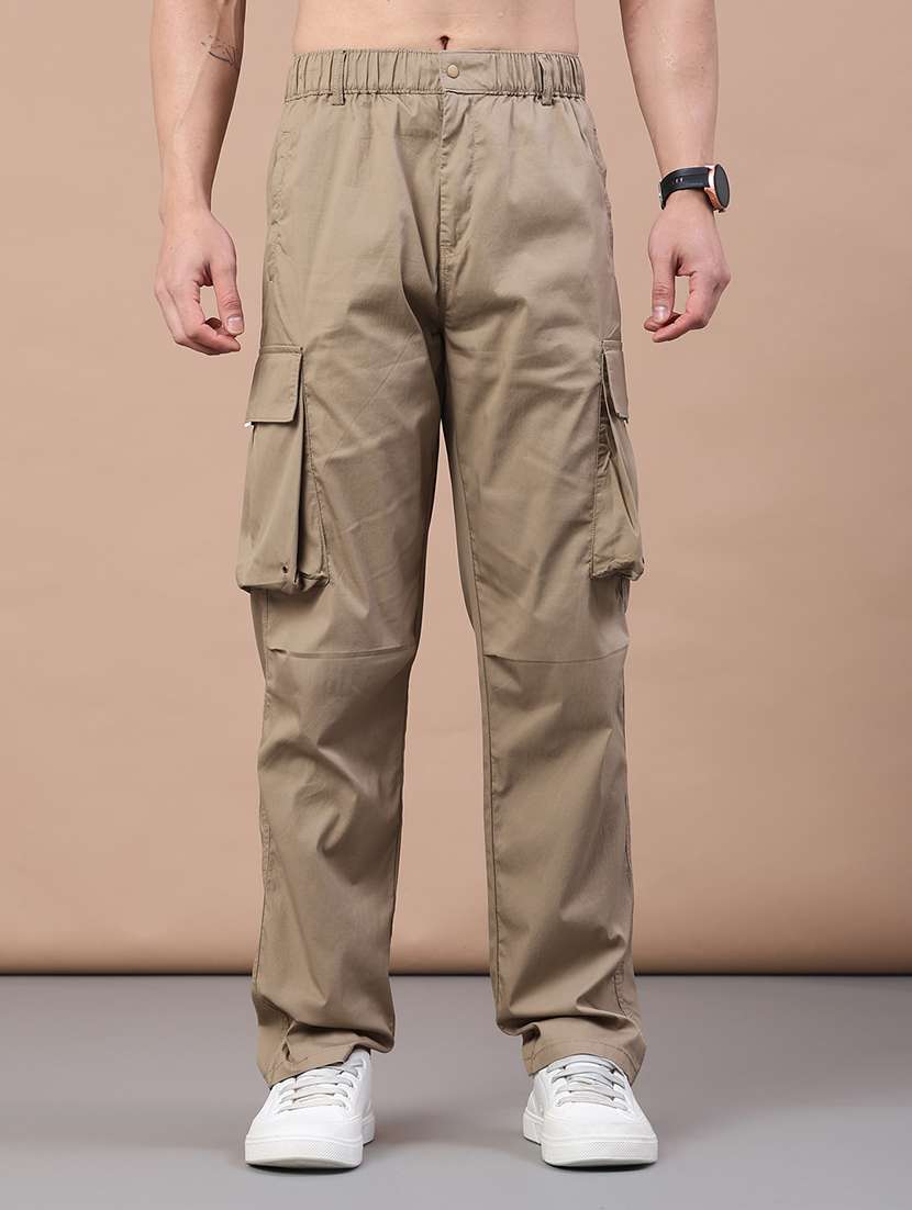 men solid mid rise regular fit cargo - 22178217 -  Standard Image - 1