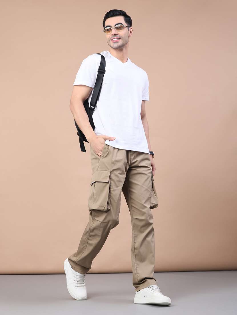 men solid mid rise regular fit cargo - 22178217 -  Standard Image - 4