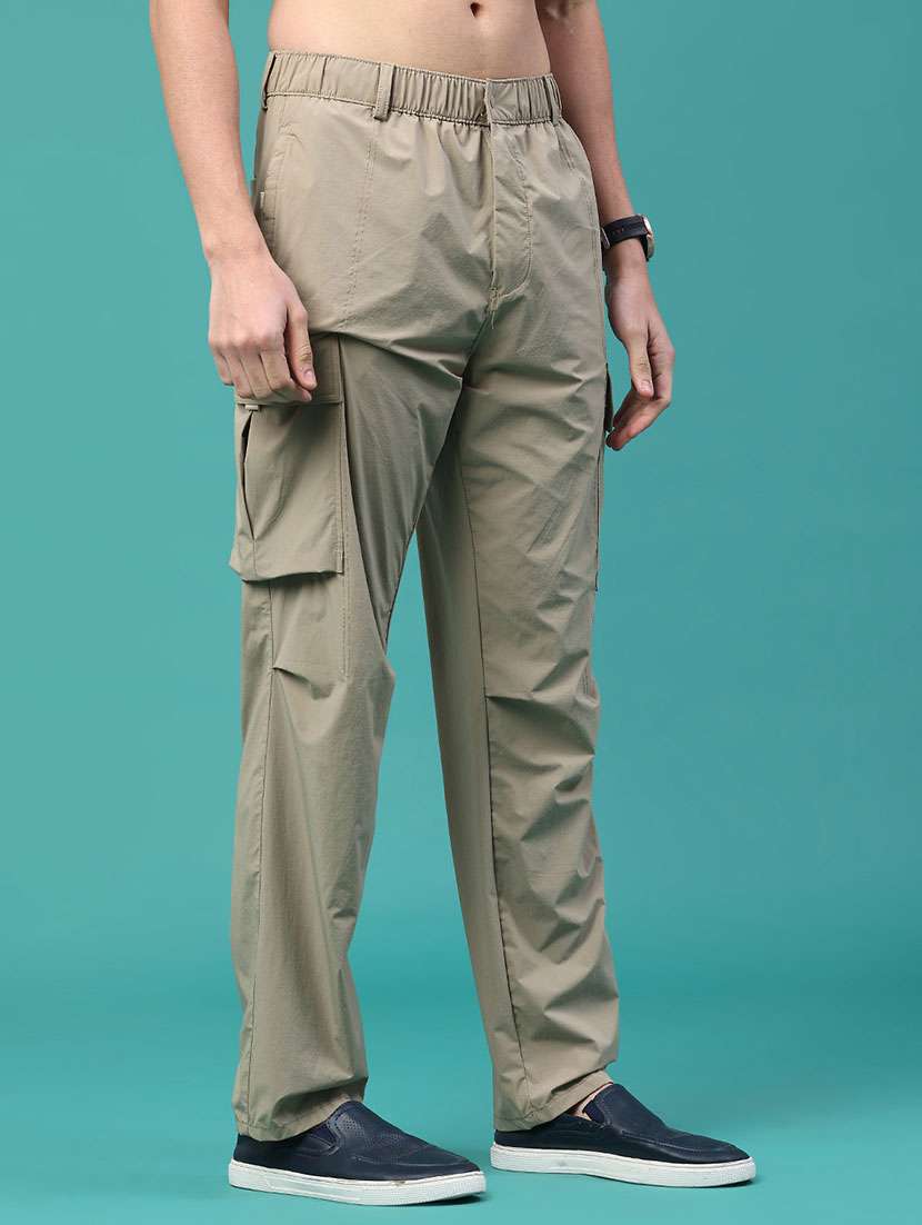 Men Solid Mid Rise Relaxed Fit Cargo - 22178219 -  Standard Image - 1