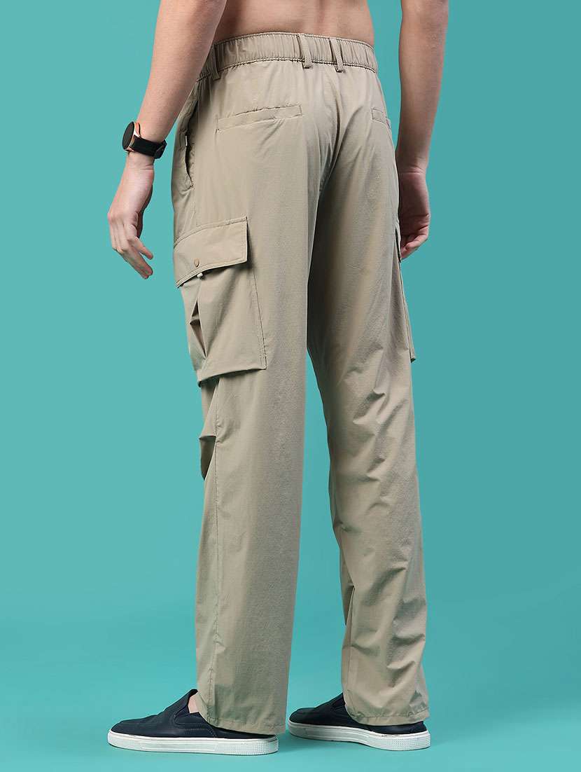 Men Solid Mid Rise Relaxed Fit Cargo - 22178219 -  Standard Image - 4