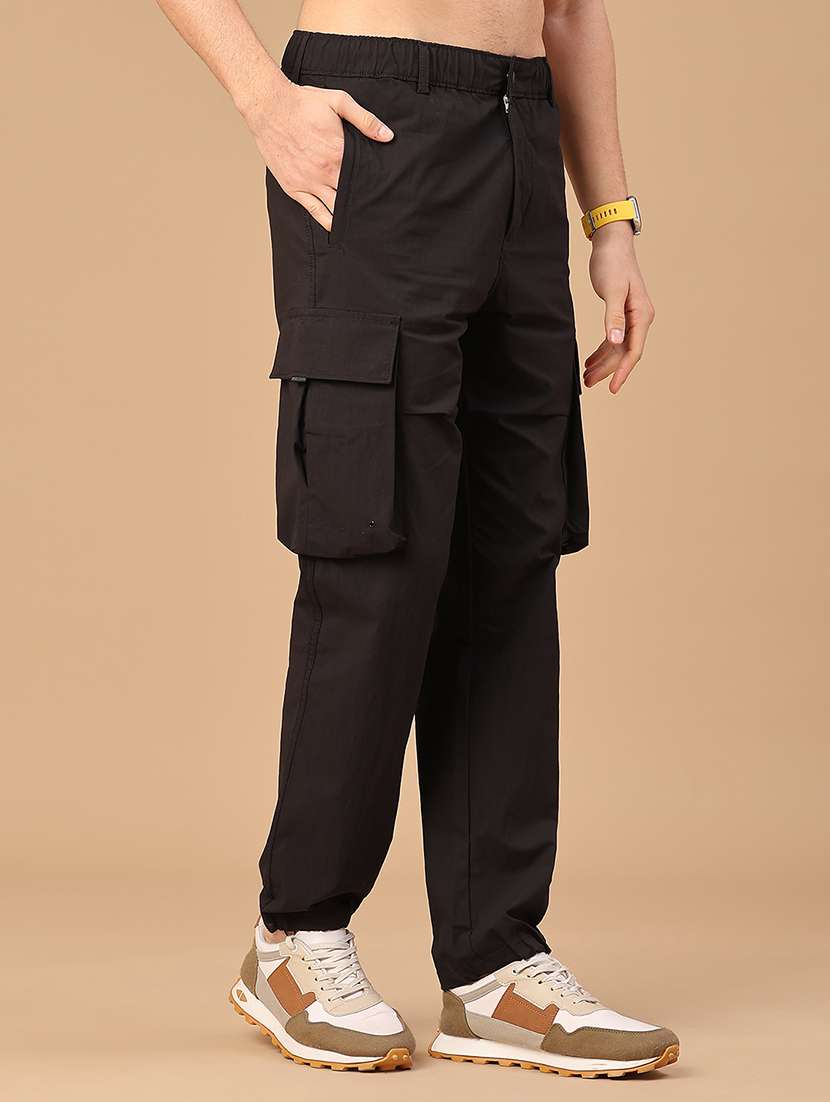 men solid mid rise regular fit cargo - 22178221 -  Standard Image - 1