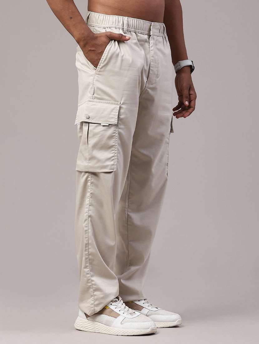 men solid mid rise relaxed fit cargo - 22178230 -  Standard Image - 1