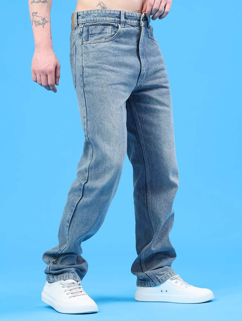 men washed mid rise full length straight jeans - 22178242 -  Standard Image - 1