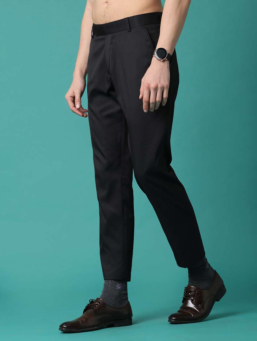 men solid mid rise slim fit formal trousers - 22178243 -  Standard Image - 1