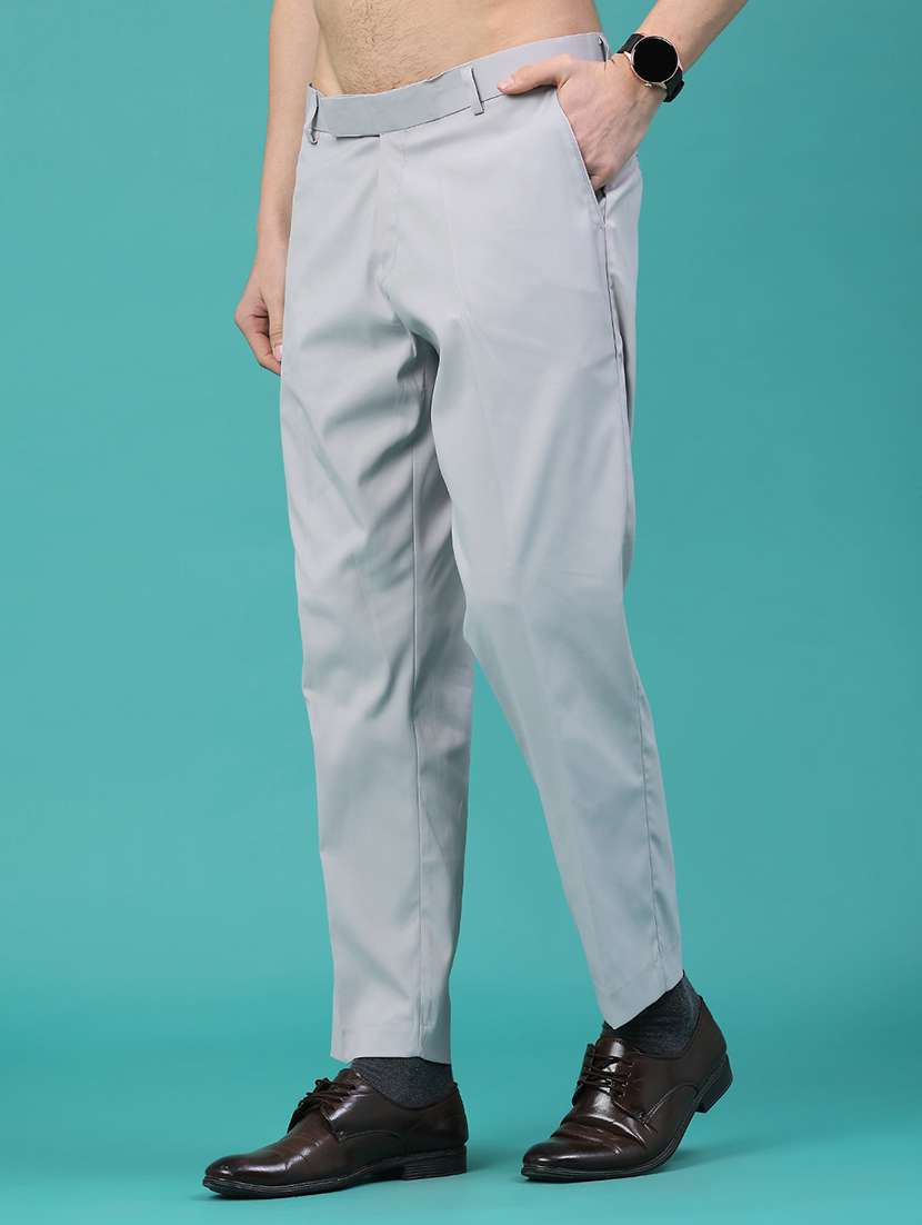 men solid mid rise slim fit formal trousers - 22178244 -  Standard Image - 1