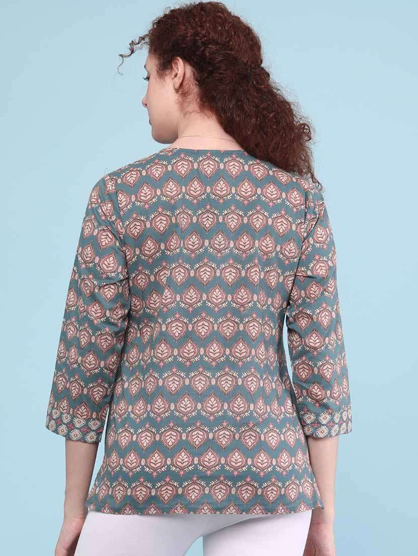 women green cotton straight kurti - 22178280 -  Standard Image - 4