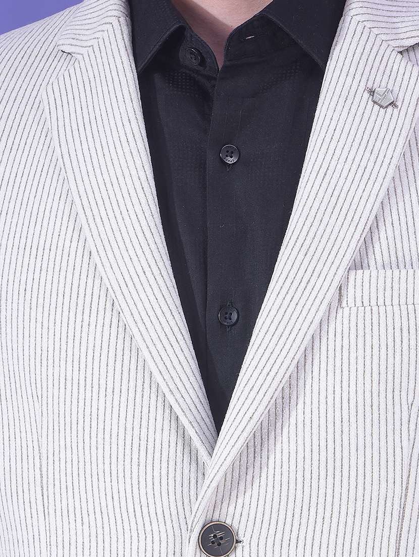 men striped long sleeve single breasted formal blazer - 22178287 -  Standard Image - 1