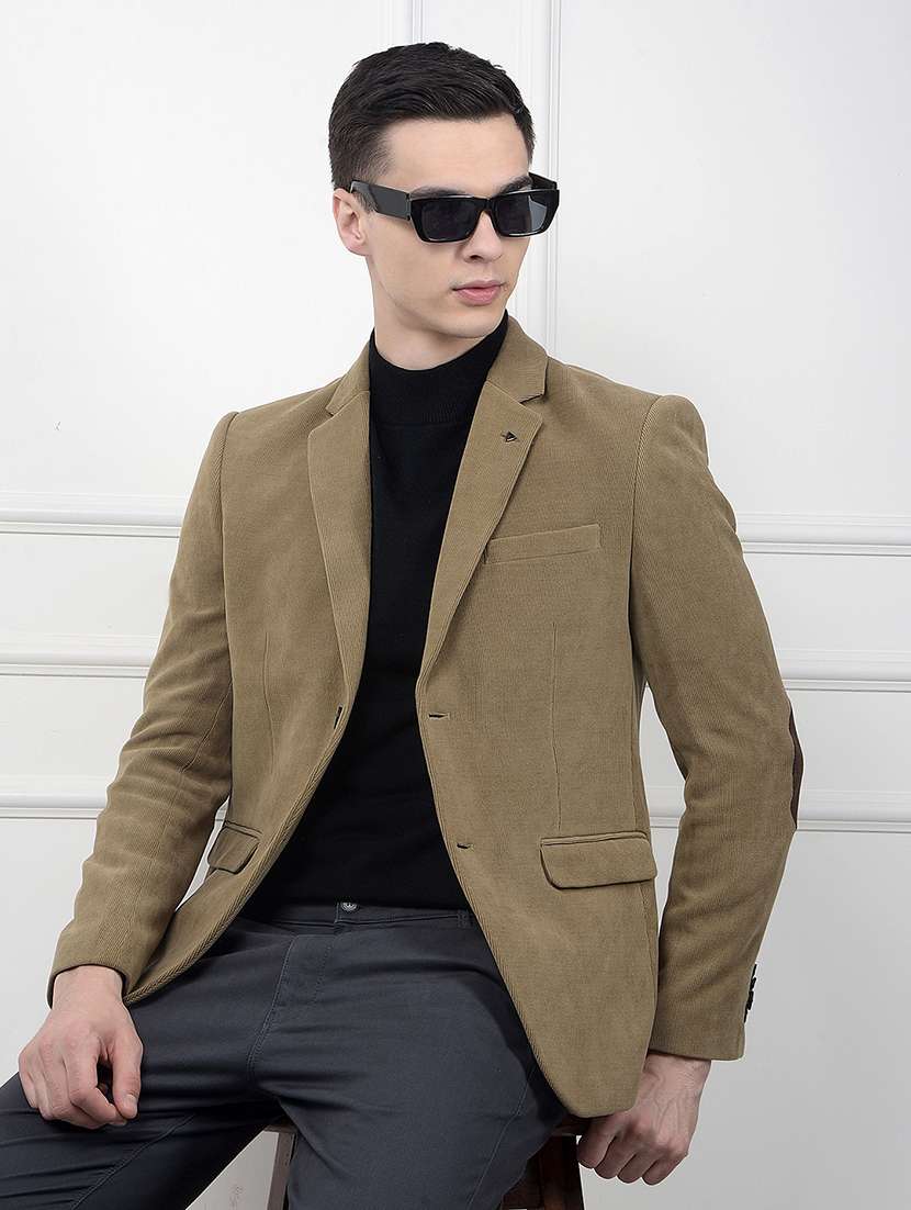 men solid long sleeve single breasted formal blazer