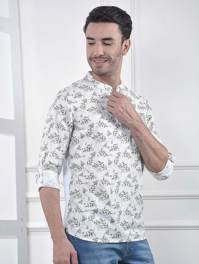 Men Floral Printed Mandarin Neck Short Kurta - 22178292 -  Standard Image - 1