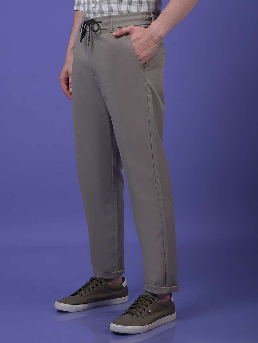 men solid mid rise chinos casual trouser - 22178310 -  Standard Image - 1