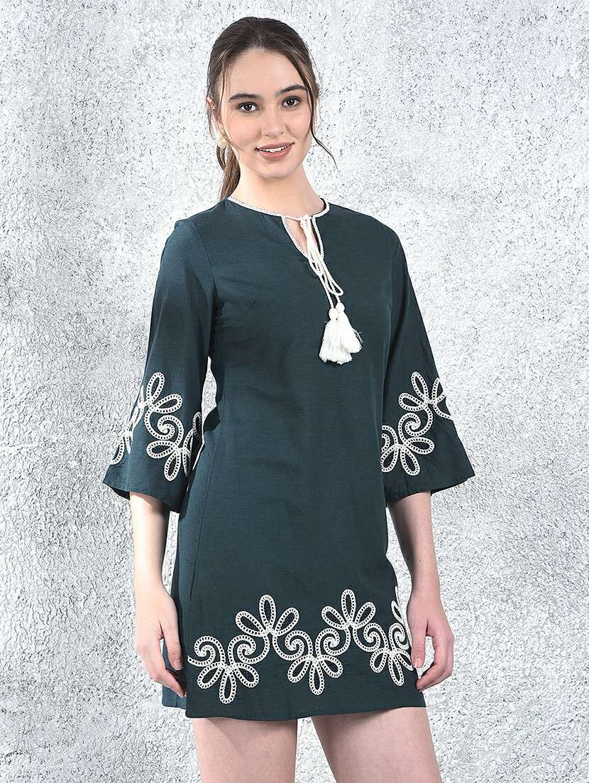 women embroidered bell sleeve a-line dress - 22178334 -  Standard Image - 1